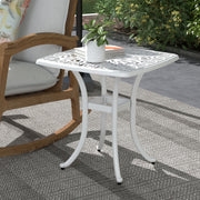 White Cast Aluminium Bistro Table with Umbrella Hole for Garden or Balcony by Outsunny