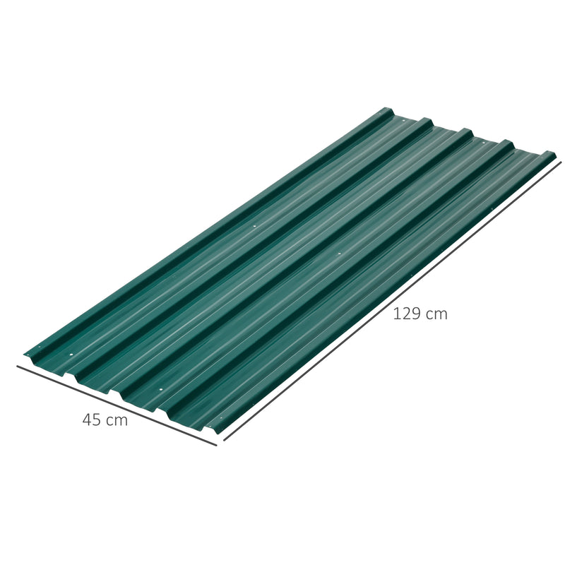 Green Galvanised Metal Roofing Sheets Pack of 24 for Greenhouse Shed Garage 129 x 45cm by Outsunny