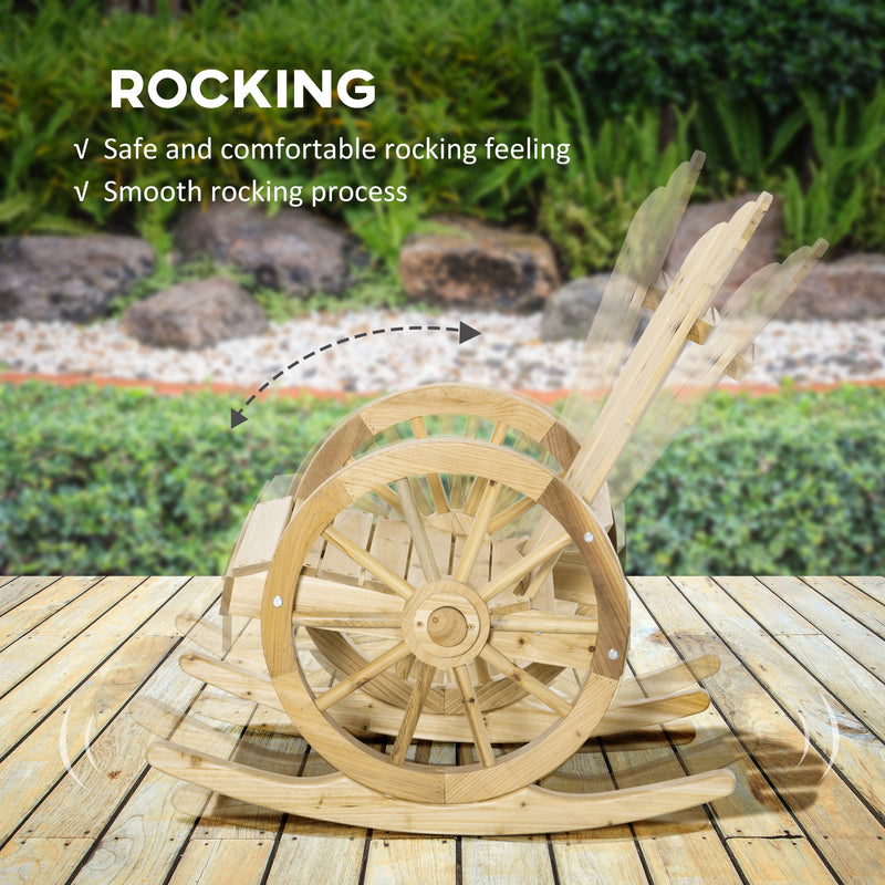 Natural Wooden Adirondack Rocking Chair Set of 2 for Garden Patio or Porch Lounging Comfort