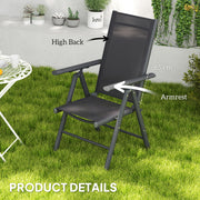 Set of 2 Folding Camping Chairs with Aluminium Frame and Breathable Mesh Seat by Outsunny