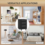 Black Three Drawer Lockable Filing Cabinet with Spacious Storage by Homcom