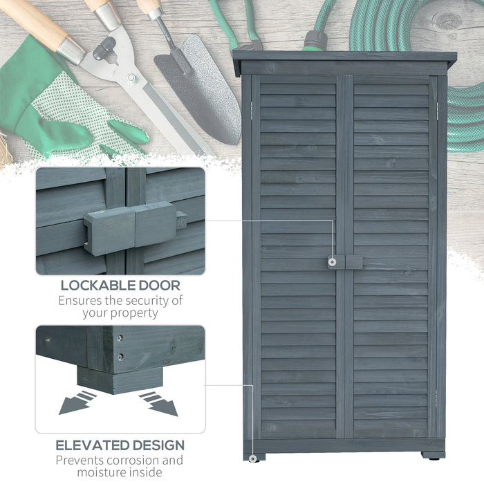 Grey Fir Wood Garden Storage Cabinet 39.5 x 79cm by Outsunny