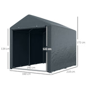 Dark Grey 1.6 x 2.2m Garden Storage Shed Tent With Shelves For Outdoor Equipment