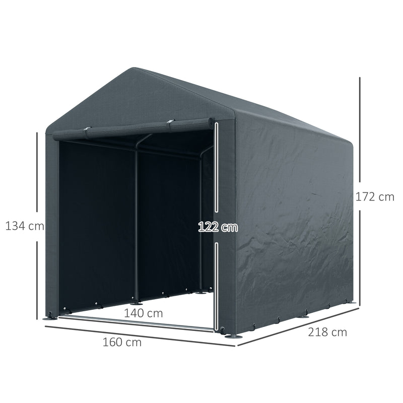 Dark Grey 1.6 x 2.2m Garden Storage Shed Tent With Shelves For Outdoor Equipment