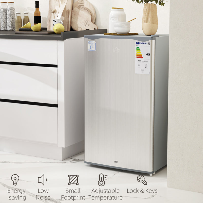 91L Freestanding Under Counter Fridge with Lock Grey by HOMCOM