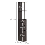 Tall Freestanding Bathroom Storage Cabinet With Shelves and Drawers Brown by HOMCOM