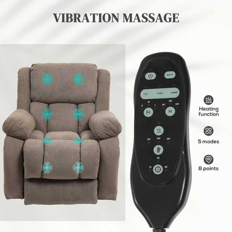 Electric Recliner Chair with Massage Heat and Lift Assist for Easy Relaxation Light Brown AOSOM