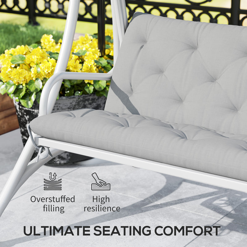 Light Grey Three Seater Bench Cushion for Outdoor and Garden Seating by Outsunny