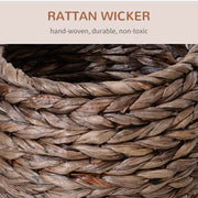 Raised Rattan Cat Bed with Soft Washable Cushion Ideal for Comfortable Naps Brown AOSOM