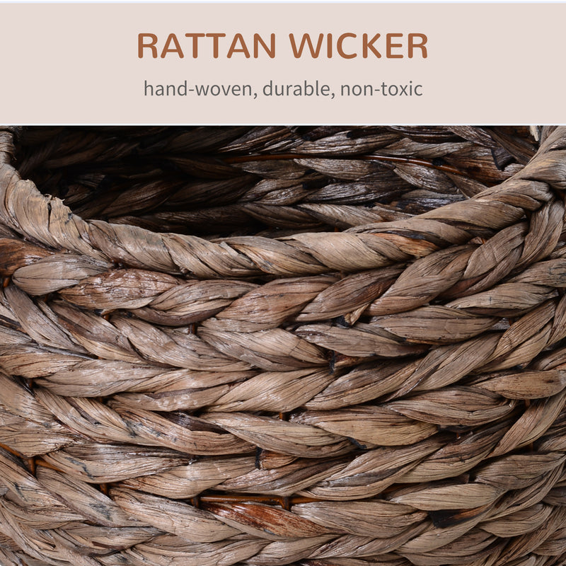 Raised Rattan Cat Bed with Soft Washable Cushion Ideal for Comfortable Naps Brown AOSOM