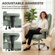 Ergonomic Office Chair with Reclining Footrest for All Day Comfort and Pet Friendly Faux Leather Green Homcom