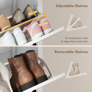 Slim Shoe Storage Cabinet for Hallway Organisation with Flip Drawers and Adjustable Shelves White Homcom