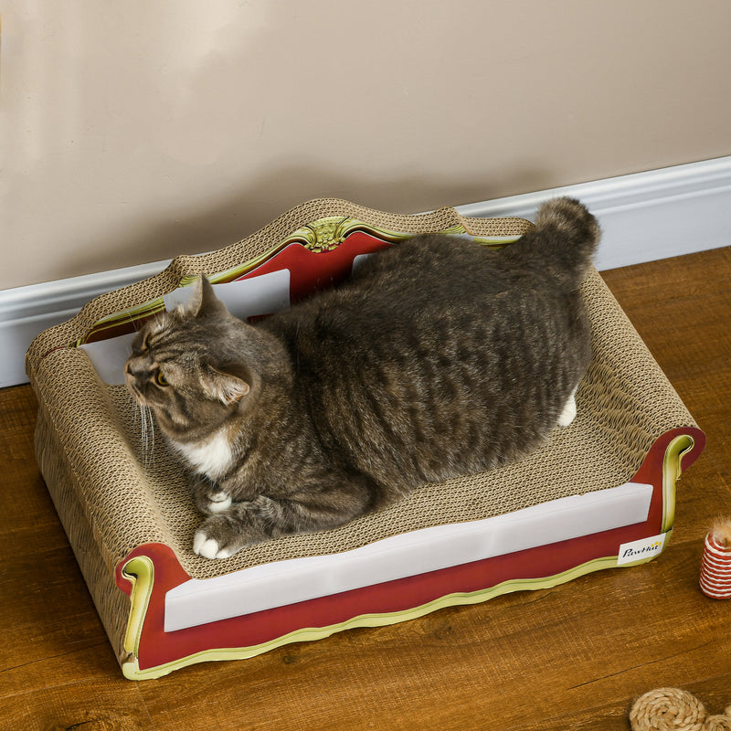 Cat Cardboard Scratcher Lounge Bed with Catnip for Relaxing and Playtime Brown
