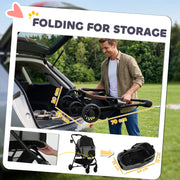 3-in-1 Pet Stroller for Small Dogs or Cats with Foldable Frame and Washable Cushion Grey Black Pawhut