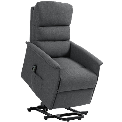 Electric Riser Recliner Armchair With Footrest And Remote For Relaxing Comfort Dark Grey