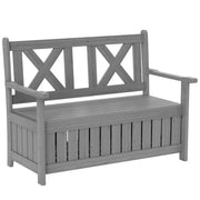 Grey 2 Seater Wooden Garden Storage Bench for Patio and Porch by Outsunny