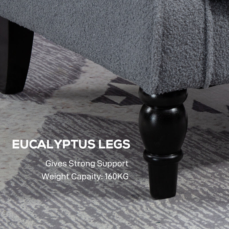 Retro Wingback Accent Chair With Button Tufted Upholstery For Living Room And Bedroom Grey