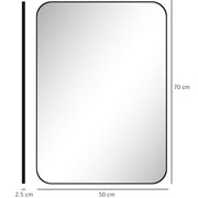 Curved Black Bathroom Mirror 70 x 50cm Modern Wall Mounted Design by HOMCOM