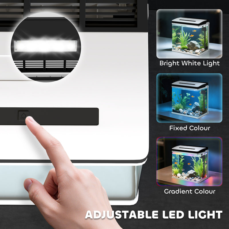 13L Glass Fish Tank with Filter and LED Light Ideal for Betta and Shrimp Black