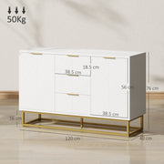 Modern Sideboard with 3 Drawers and Adjustable Shelves for Living Room Storage White