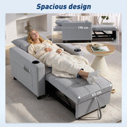 3 in 1 Convertible Single Sofa Chair Bed Ideal for Guest Rooms and Small Spaces Light Grey