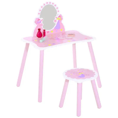 Childrens Dressing Table With Mirror, Fairy Theme Homcom
