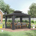 Image of an Outsunny 3 x 3.7m Aluminium Gazebo With Metal Roof, Curtains and Mesh Sides, Grey
