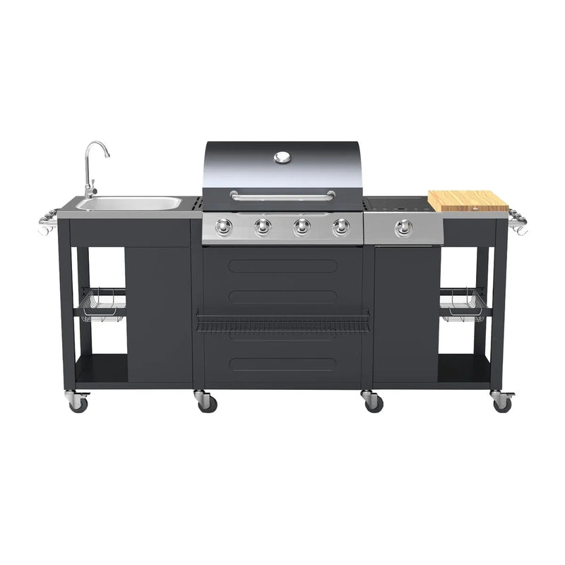 Outdoor Kitchen 4 Burner Gas BBQ with Side Burner