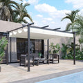 3m x 4m Metal Pergola With Retractable Roof - Cream White Outsunny