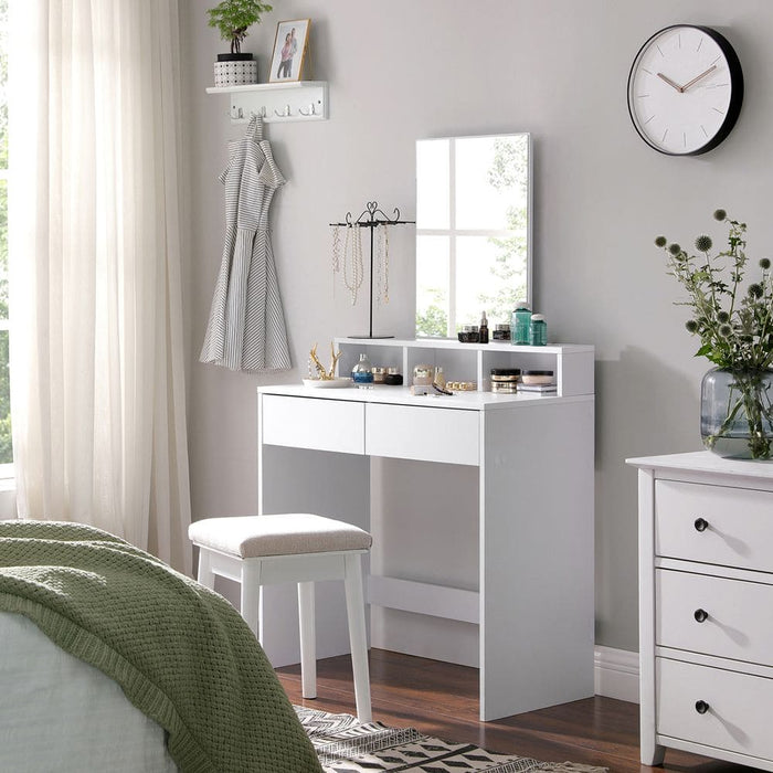 White Dressing Table With Mirror and Drawers by Vasagle