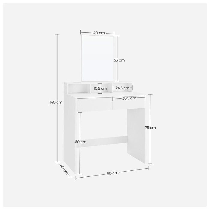 White Dressing Table With Mirror and Drawers by Vasagle