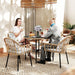 Light Brown 5 Piece Rattan Patio Dining Set with Cushions and Glass Table by Outsunny