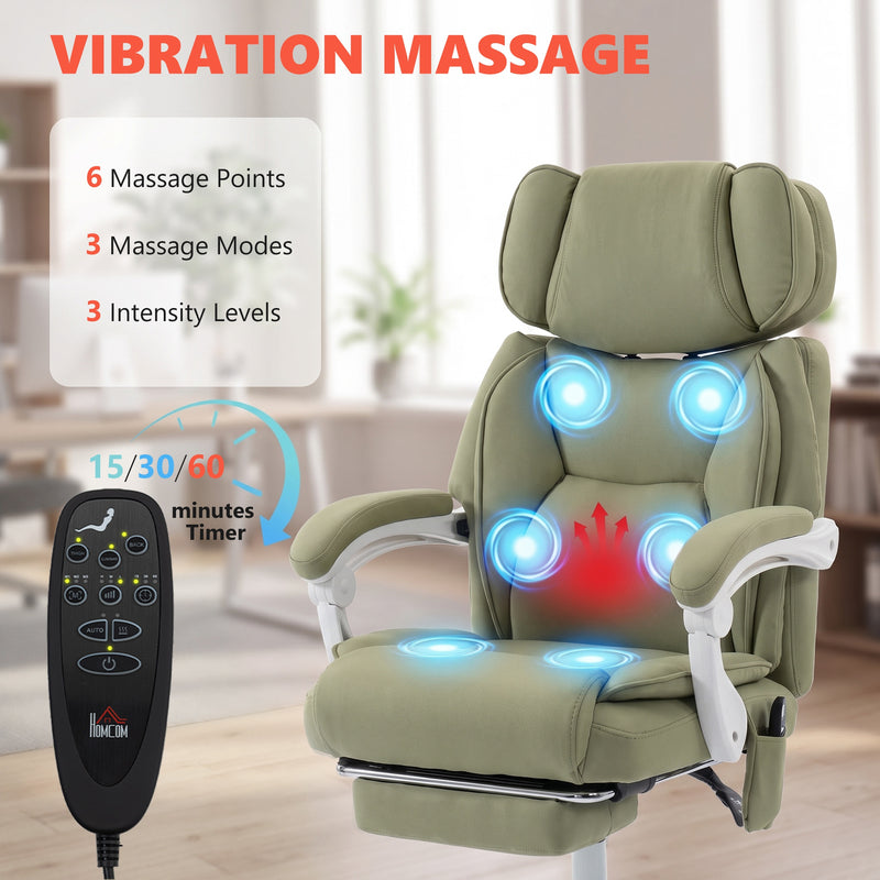 Massage Office Chair with Heat and Recline for Back Relief and Comfort Lime Green White