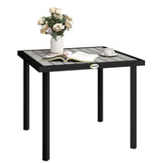 Light Grey Square Garden Dining Table with Parasol Hole and Metal Frame by Outsunny