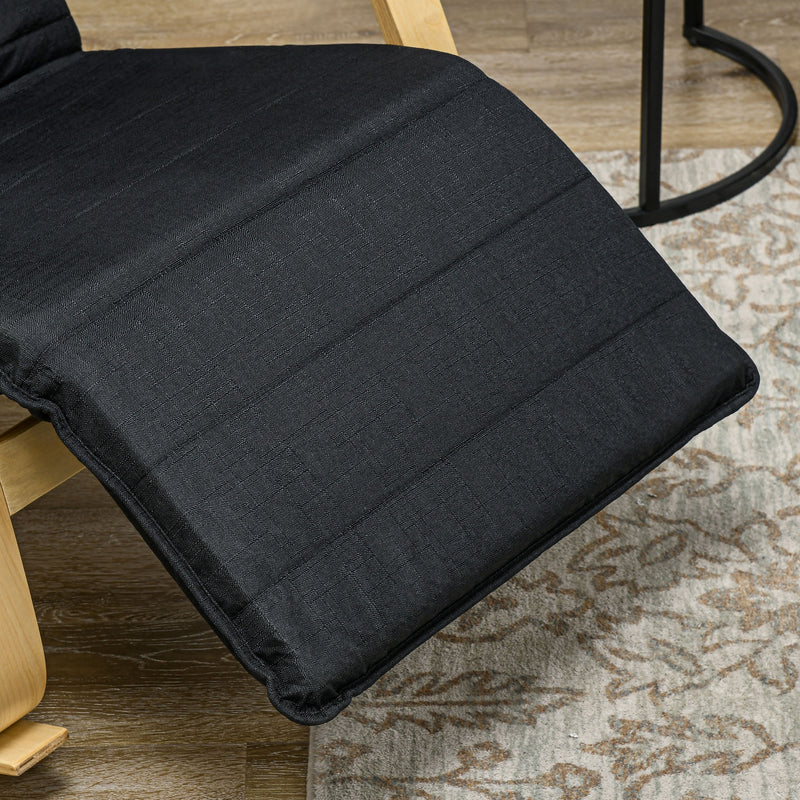 Reclining Rocking Lounge Chair with Footrest Pillow and Side Pocket for Home Relaxation Black