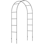 Black Metal Garden Arch for Climbing Plants Roses and Vines 240H cm by Outsunny