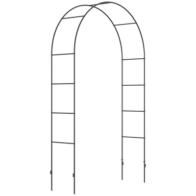 Black Metal Garden Arch for Climbing Plants Roses and Vines 240H cm by Outsunny