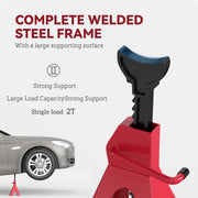 Car Jack Stands Set of 2 for Safe Vehicle Repairs Adjustable Height Red Black AOSOM