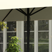 Beige Square Garden Parasol with Contrast Piping 215cm for Patio or Outdoor Shade
