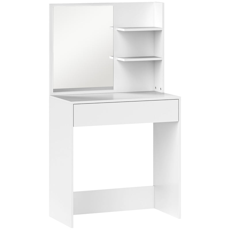 Dressing Table with Mirror and Hidden Storage for Bedroom Organisation, White