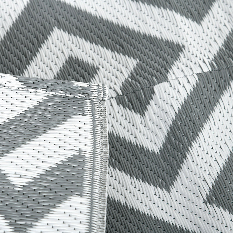 Reversible Light Grey Outdoor Rug 152x243cm for Camping Garden or Indoor Use