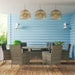 Light Grey 7 Piece Rattan Patio Dining Set with Round Glass Table by Outsunny