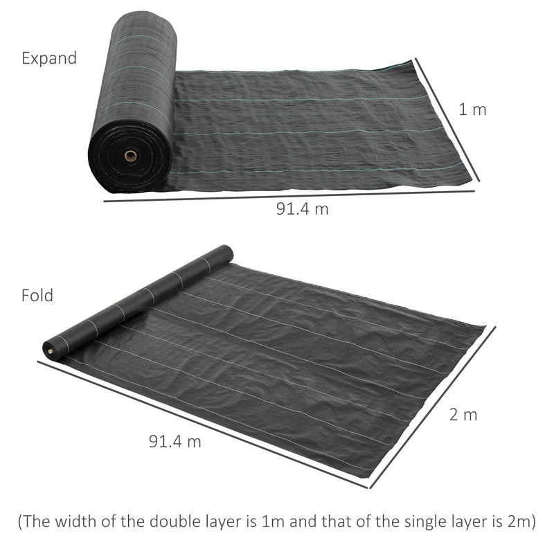 Heavy Duty Weed Control Membrane 2m x 90m 90gsm Ground Cover for Garden and Landscaping by Outsunny