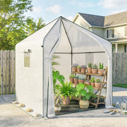 Walk In Greenhouse for Tall Plants and Seedlings with Ventilated Mesh Windows Green Outsunny