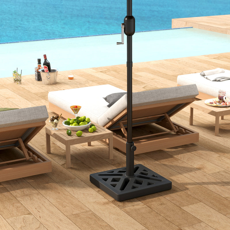 Black 15kg HDPE Garden Parasol Base with Cut-Out Design for Deck and Poolside by Outsunny