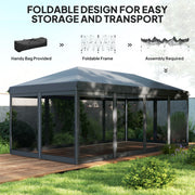 Black 3x6m Pop Up Garden Gazebo With Mesh Sidewalls and Carry Bag for Garden Parties by Outsunny