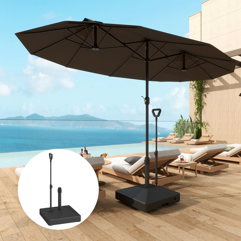Black Garden Parasol Base with Adjustable Wheels and Handle Holds Up to 55kg by Outsunny