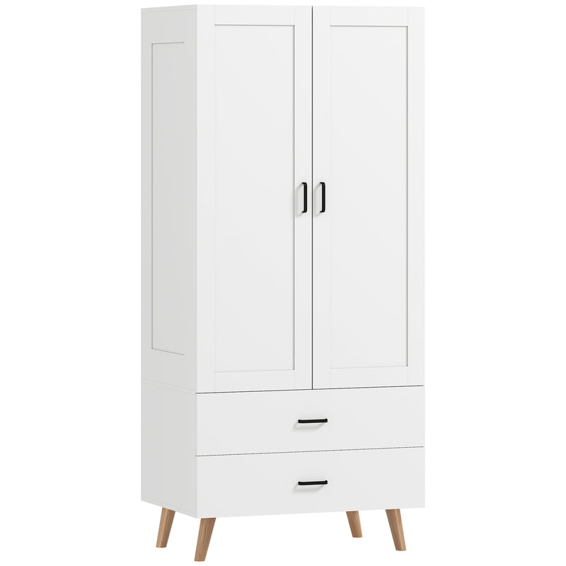 Wardrobe with Deep Hanging Space and Drawers for Organised Bedroom Storage White