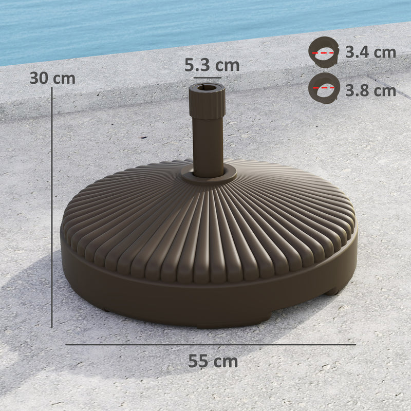 Brown 28kg Sand or 23kg Water Filled Garden Parasol Base Outdoor Umbrella Stand by Outsunny