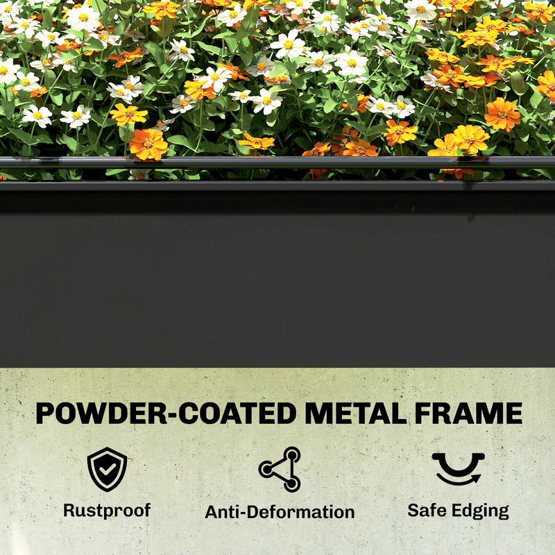 Raised Garden Bed with Clear Greenhouse Cover for Easy Gardening and Plant Protection Black Outsunny